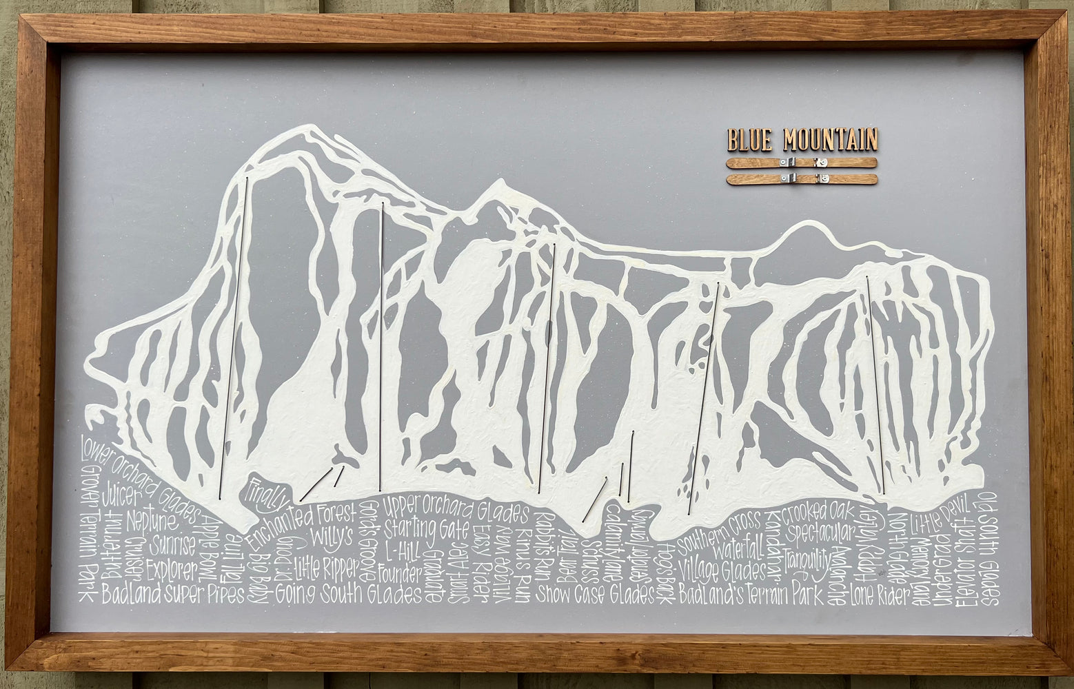 30"x48" Rustic Pine Frame - Ski Trail Map