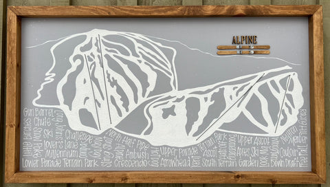 25”x 40”  Rustic Pine Frame - Ski Trail Map